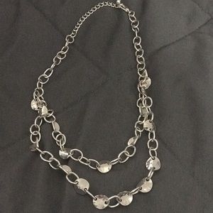 Silver double strand necklace